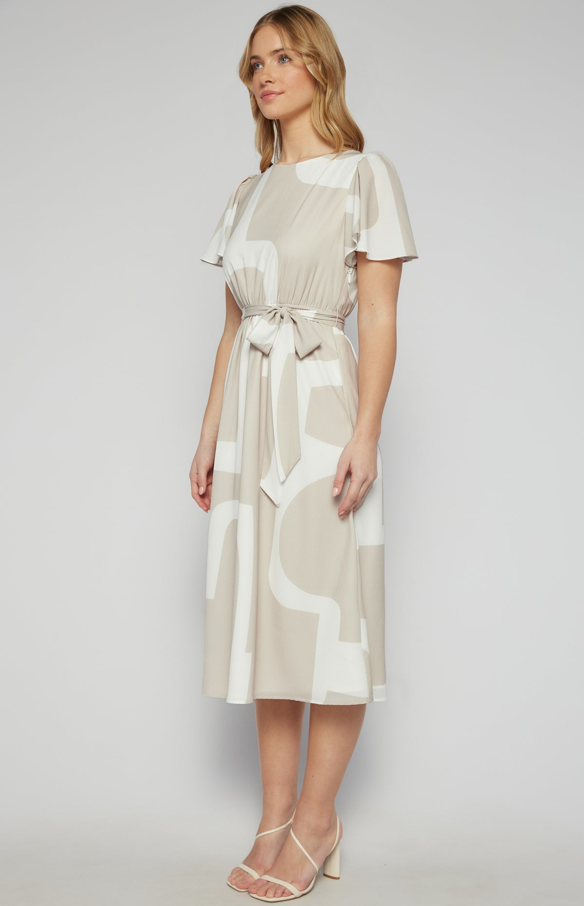SOGNA Abstract Midi Dress SDR1604A – beige – product detail or alternate view