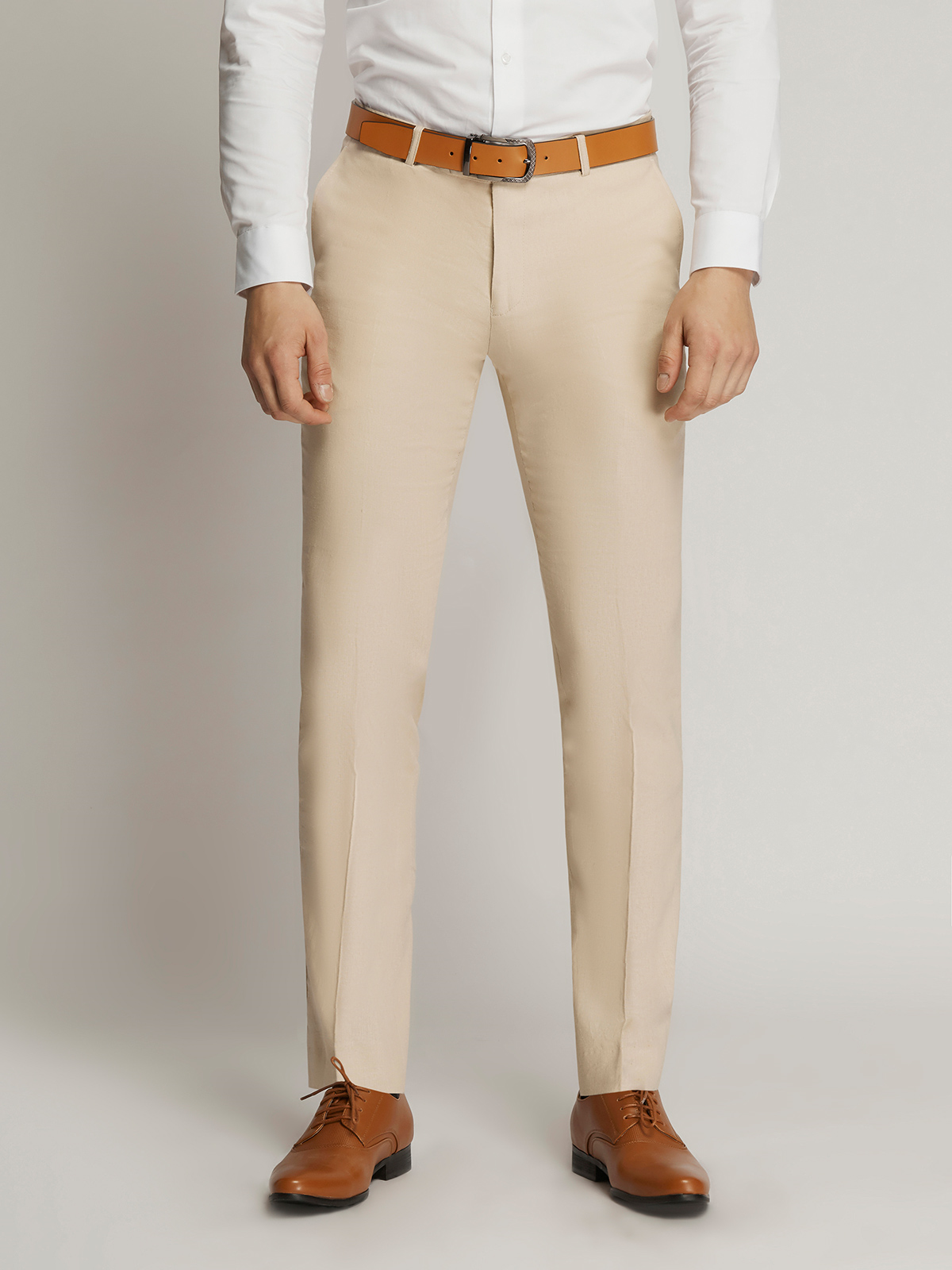 Men's Linen Suit Trousers 5910 in Beige. Original trousers product photograph.