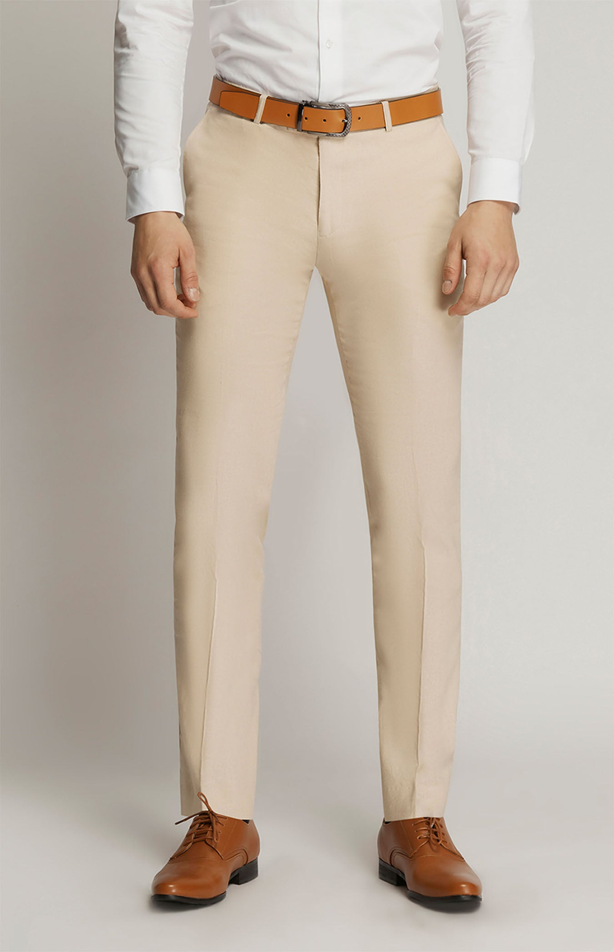 Men's Linen Suit Trousers 5910 in Beige. Original trousers product photograph.