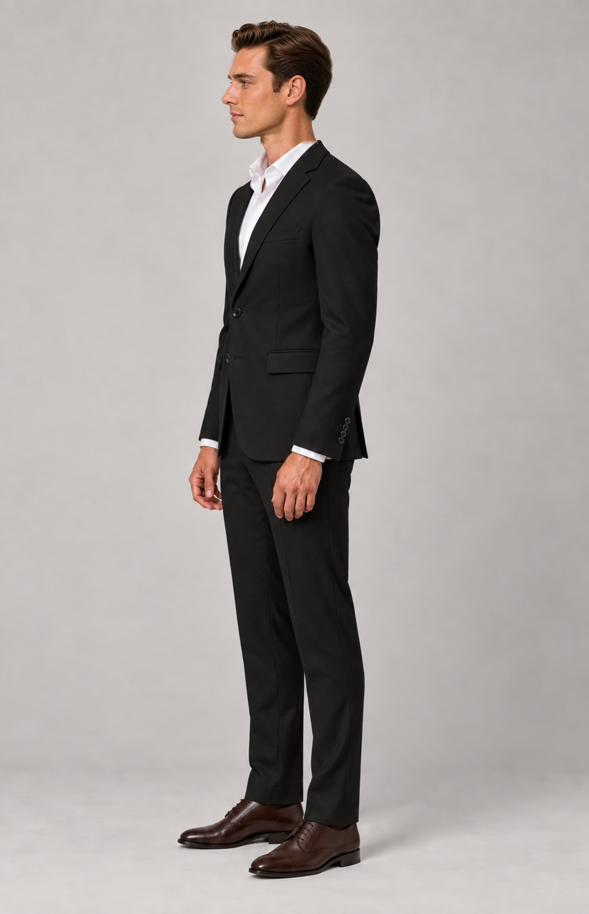 SOGNA Bellaggio James T128 black suit, M01 side view