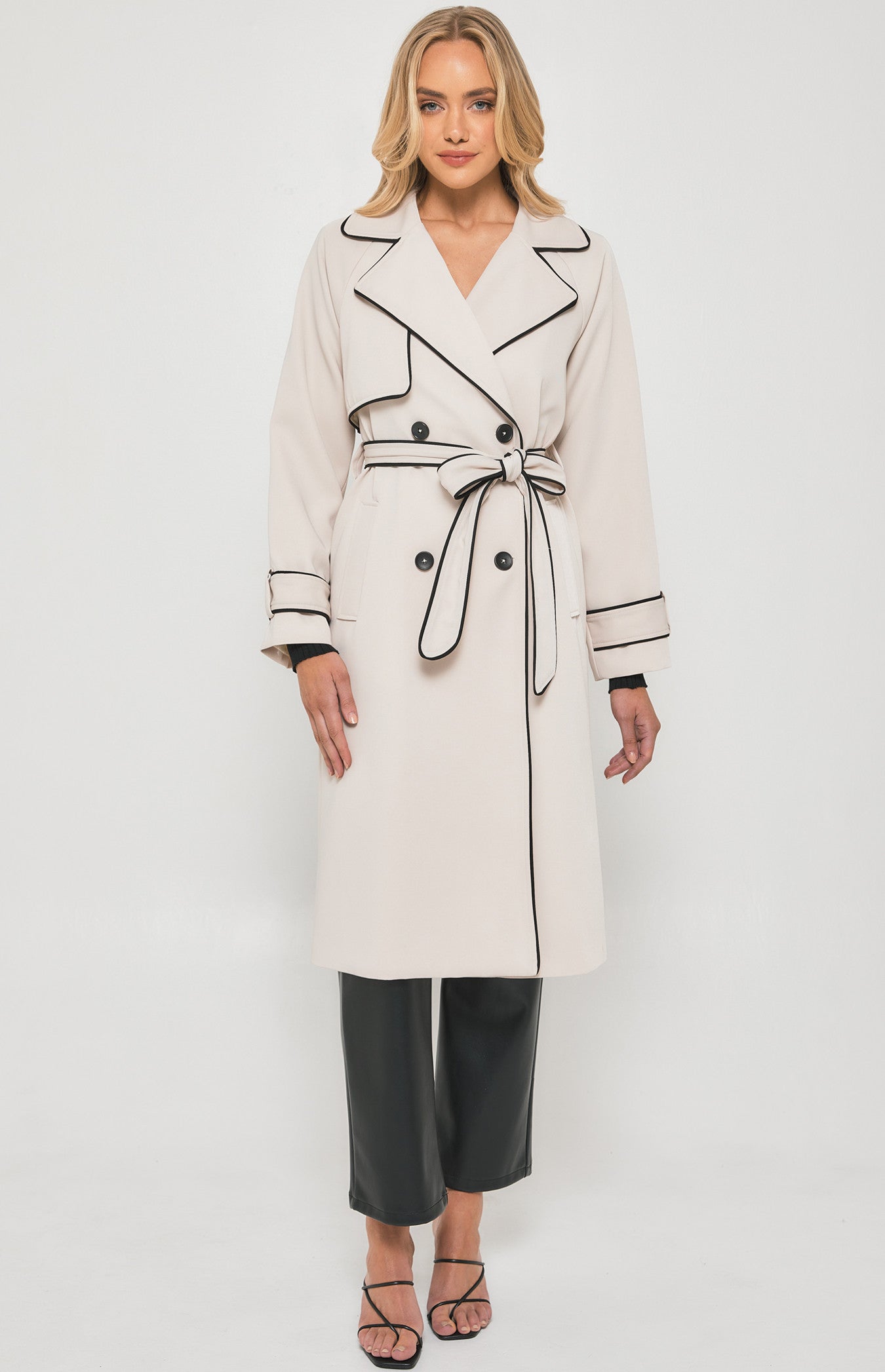 SOGNA COL Contrast  Longline Trench Coat WJT217B