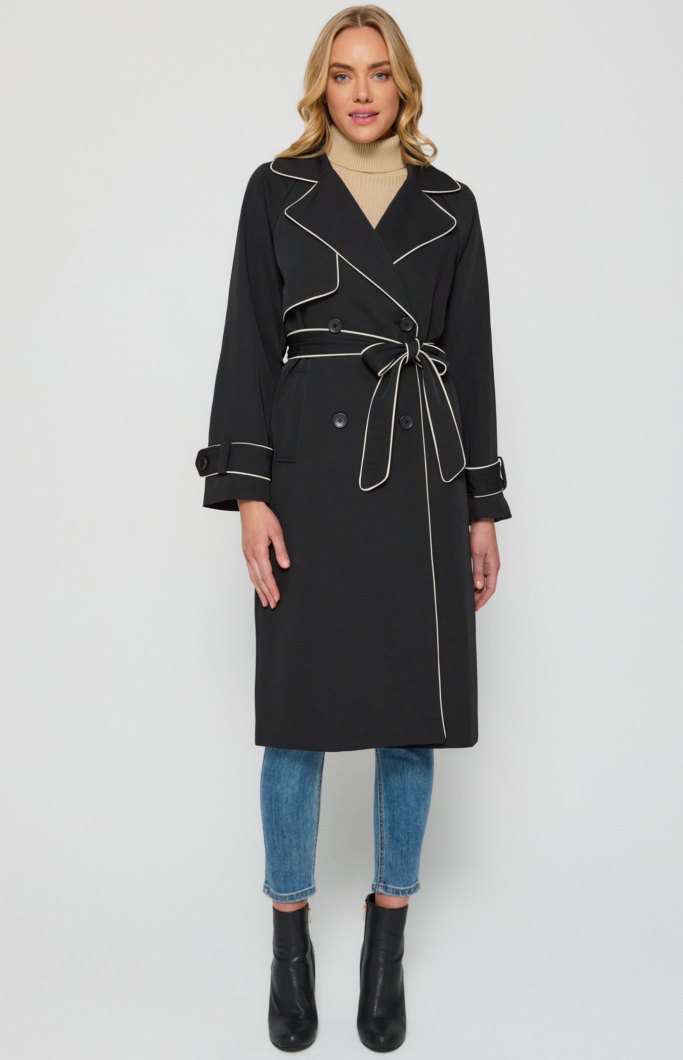 SOGNA COL Contrast  Longline Trench Coat WJT217B