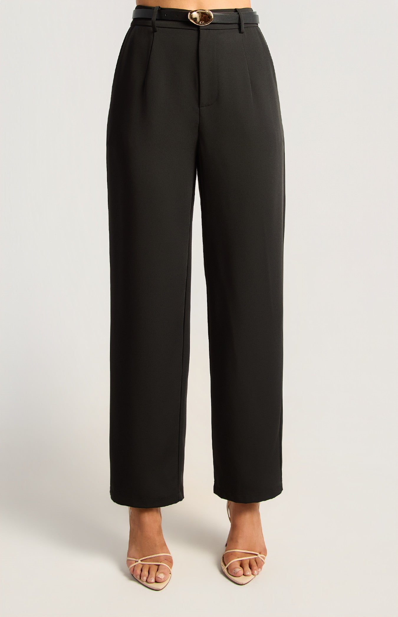 Gold Buckle High Waisted Tapered Pants WPA357B