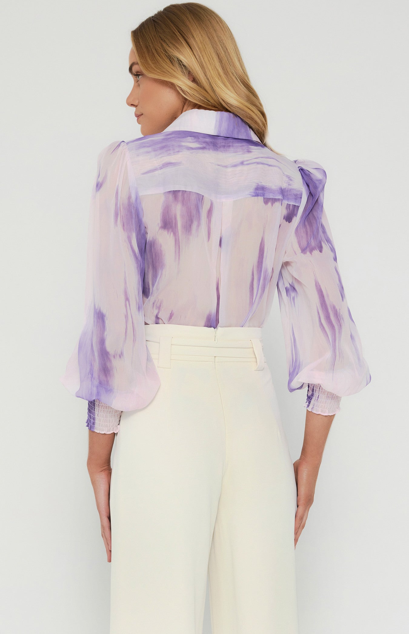 SOGNA COL Watercolour Printed Chiffon Shirt  WTO473B