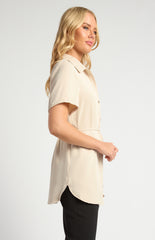 SOGNA COLGold Buttoned Short Sleeve Shirt With Thin Belt And Toggles WTO679B