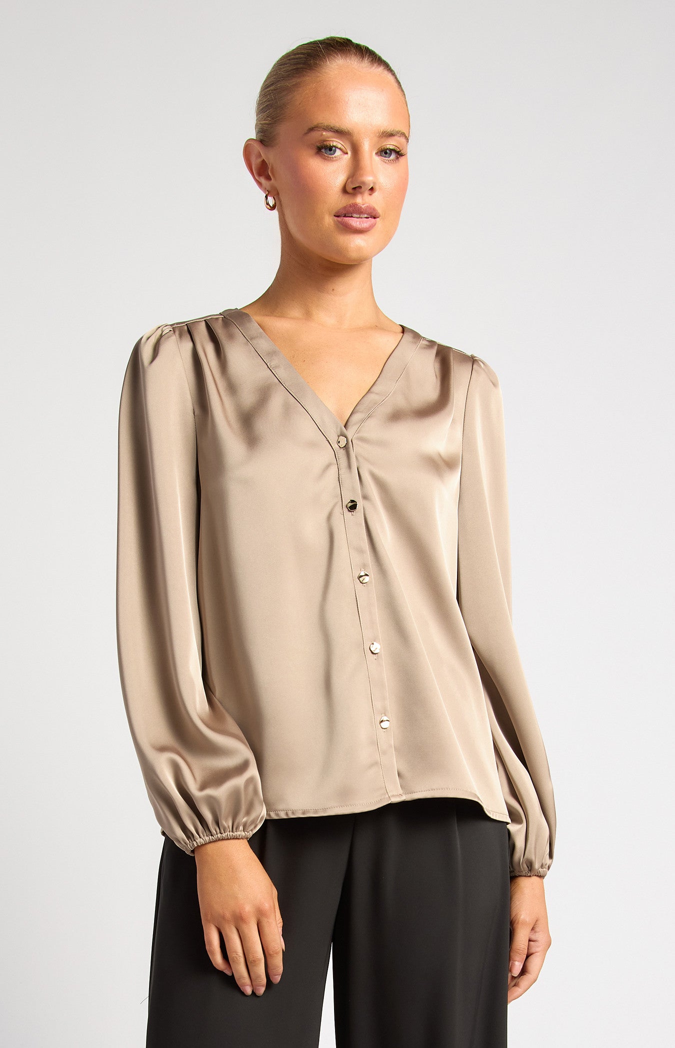 Pleat Shoulder  Blouse  WTO811B