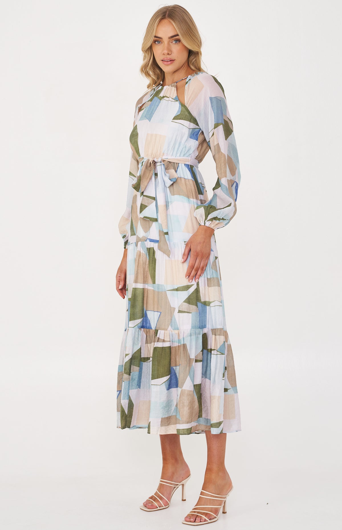 SOGNA COL Abstract Print Cut Out Neckline Maxi Dress  SDR1210