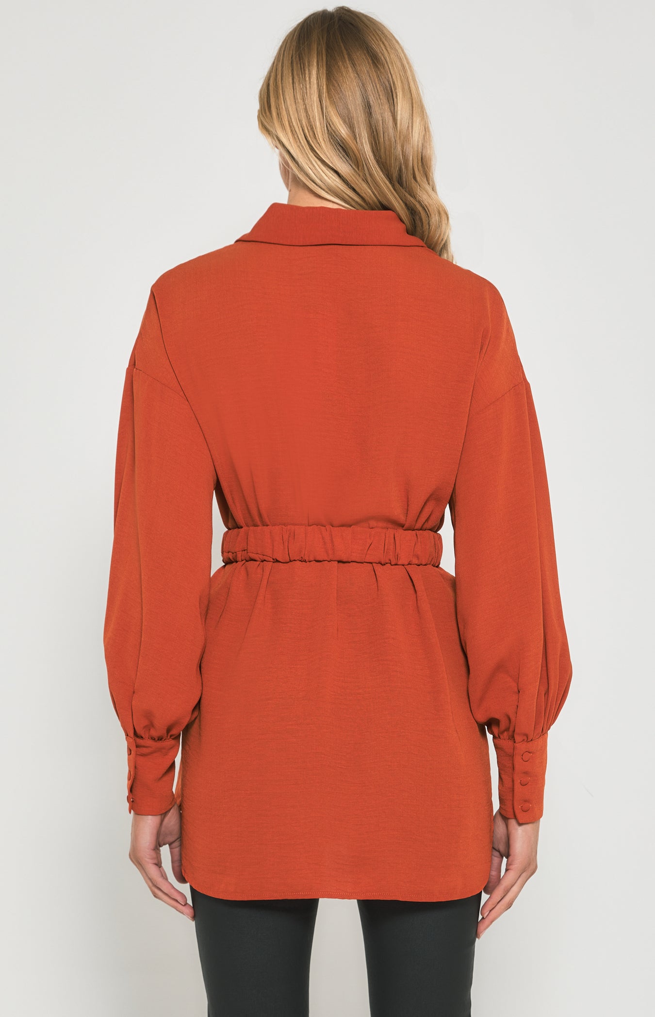 SOGNA COL Textured Fabric Shirt Dress with Metal Buckle Detail  STO632B