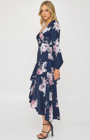 SOGNA COL LONG SLEEVES FLORAL DRESS ADR1159B