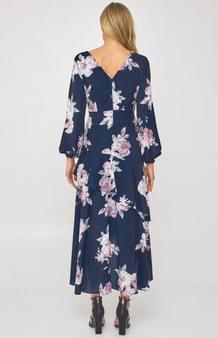 SOGNA COL LONG SLEEVES FLORAL DRESS ADR1159B