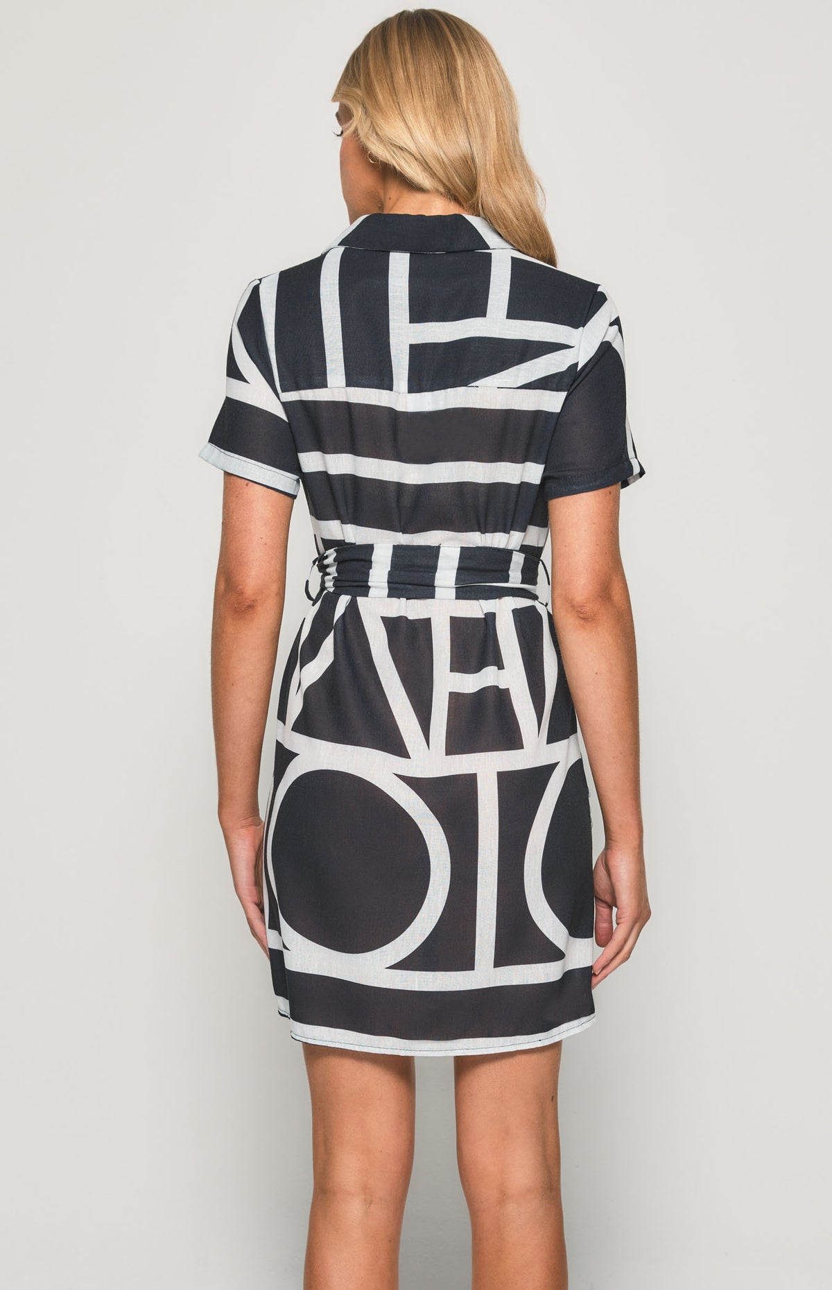 SOGNA Print Shirt Dress SDR1135-2B – black – product view