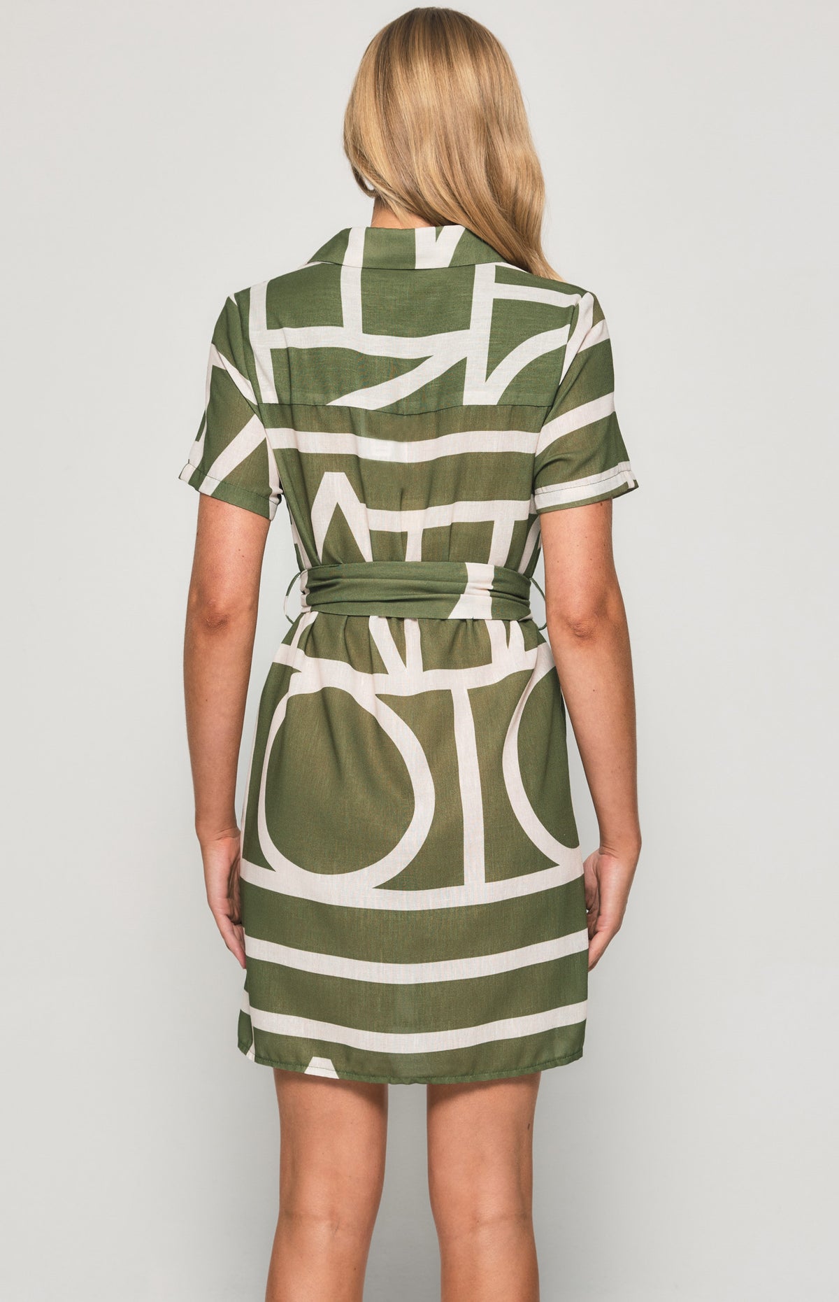 SOGNA Print Shirt Dress SDR1135-2B – olive – product view
