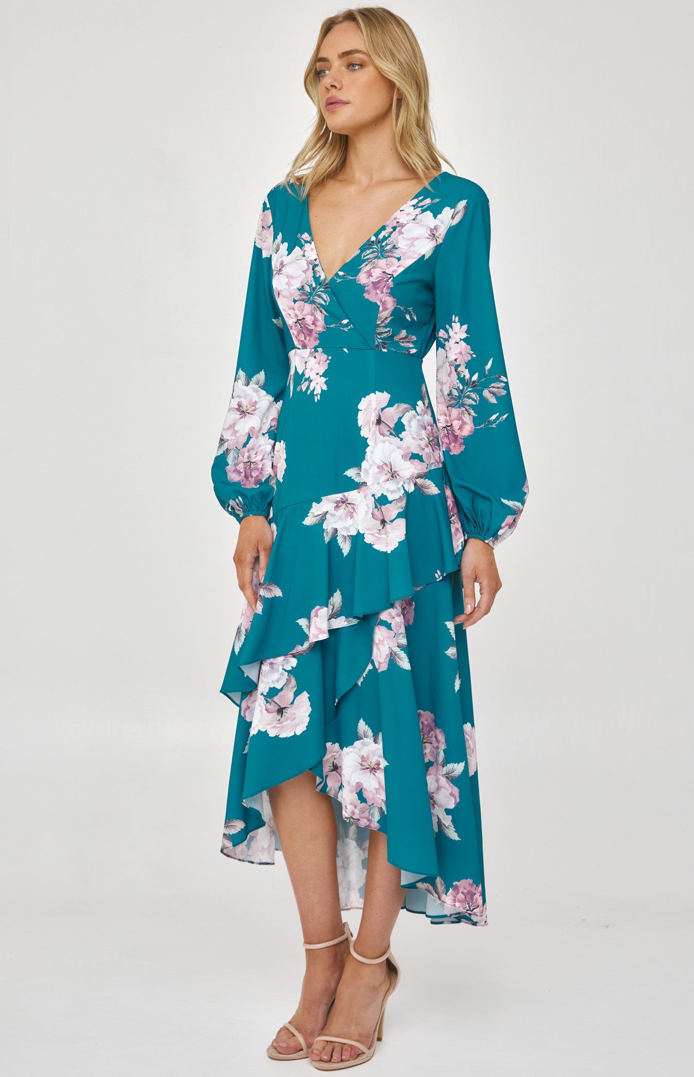 SOGNA COL LONG SLEEVES FLORAL DRESS ADR1159B